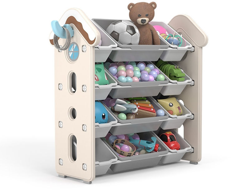 ארגונית צעצועים 4 קומות בעלת 12 קופסאות אחסון KidStuff