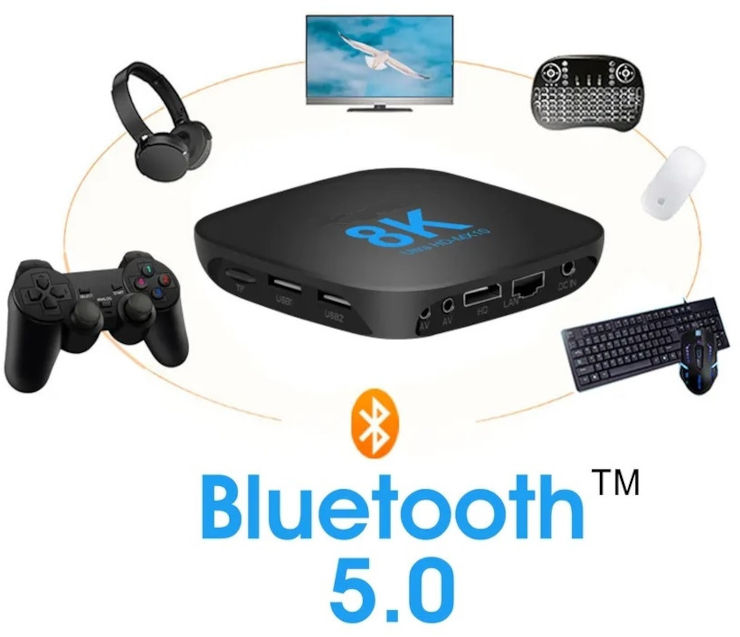 סטרימר  Android TV Box 8K MAX 4GB/64GB גרסה 13.0 + שלט חכם