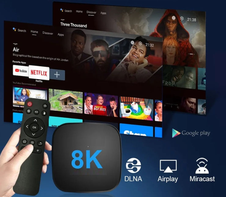סטרימר  Android TV Box 8K MAX 4GB/64GB גרסה 13.0 + שלט חכם