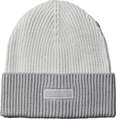 PATCH WOOL CHUNKY RIB BEANIE