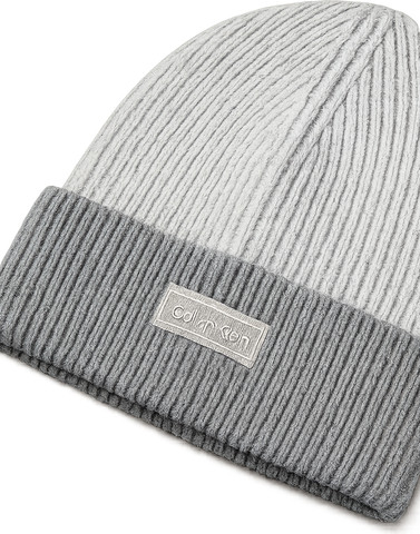 PATCH WOOL CHUNKY RIB BEANIE