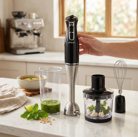 סט בלנדר ידני נירוסטה 450W עוצמתי ואיכותי | Hand Blender Set