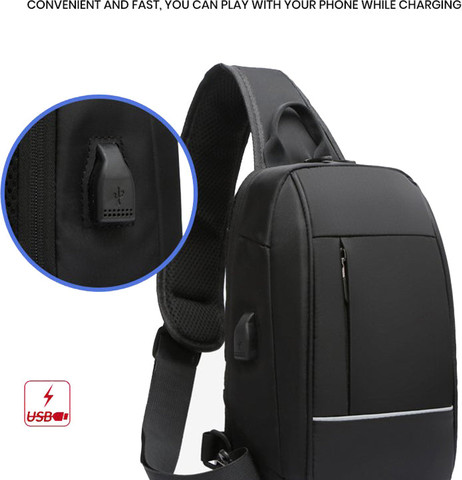 תיק צד FlexPulse™ Ultra עם טעינת USB עמיד במים - שחור