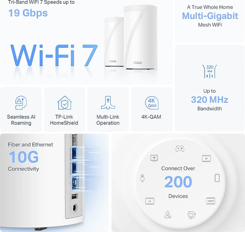 אקסס/ נתב DECO BE85 2 in pack BE19000 WI-FI7 MESH