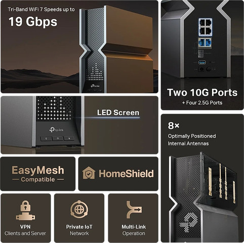 נתב Archer BE800 BE19000 Tri-Band WI-FI7 System