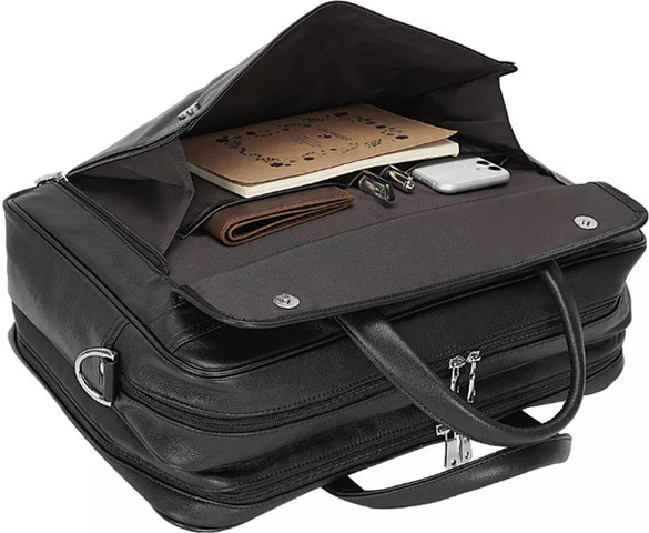 תיק עסקים The Johnny Pro 25L למחשב 17 אינץ' מעור אמיתי מבית כאמל מאונטין - שחור (15 15.6 16) אינץ