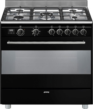 תנור משולב כיריים גז רוחב 90 ס"מ סמג SMEG דגם BG91 Black