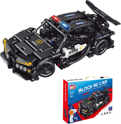 מכונית משטרה להרכבה 396 חלקים עם שלט נטען BLOCK RC SWAT COME ALIVE