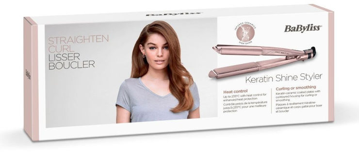 מחליק שיער קרמי מעוצב Babyliss בייביליס Keratine Shine Styler ST335AE
