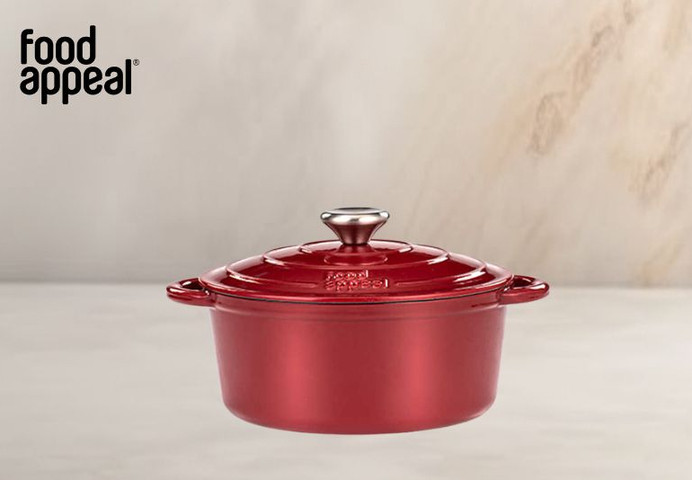 סיר יציקת ברזל 24X11.5 ס"מ, 3.9 ליטר HERITAGE אדום מבית Food appeal