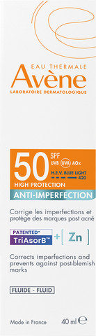 תחליב הגנה מהשמש SPF50 לעור עם פצעונים או נטייה לפגמים