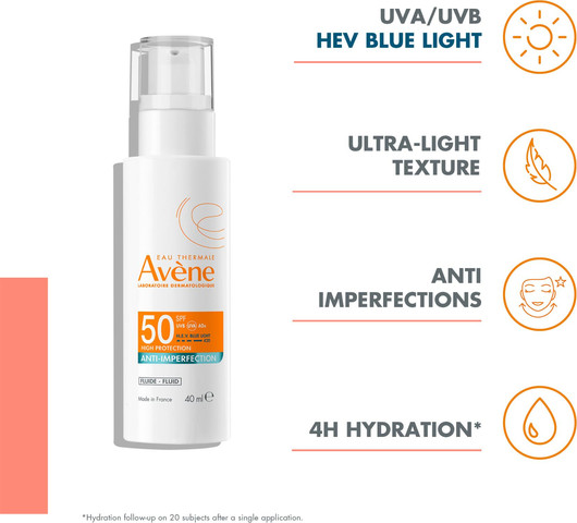 תחליב הגנה מהשמש SPF50 לעור עם פצעונים או נטייה לפגמים