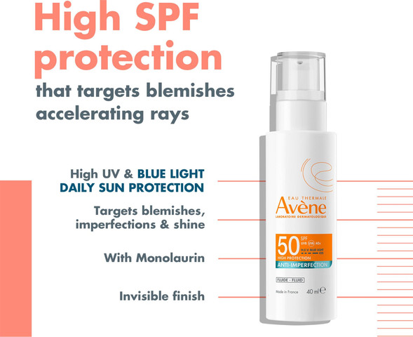 תחליב הגנה מהשמש SPF50 לעור עם פצעונים או נטייה לפגמים