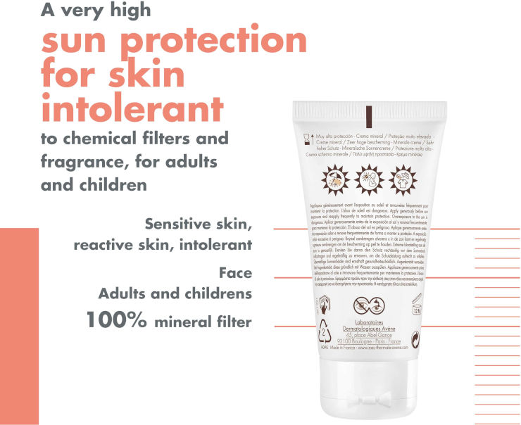 הגנה גבוהה מהשמש קרם מינרלי +SPF50 בגוון בהיר