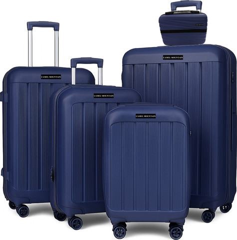 סט חמישה פריטים Camel Mountain® Infinity – מזוודות בגדלים 14", 20", 24", 28" ו־32" - כחול כהה