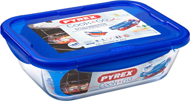קופסאת אחסון פיירקס נפח 3.5 ליטר מלבנית Cook&Go קוק אנד גו זכוכית