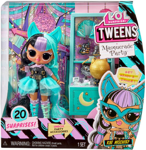 בובת LOL Tweens נשף מסכות - קאט עם 20 הפתעות