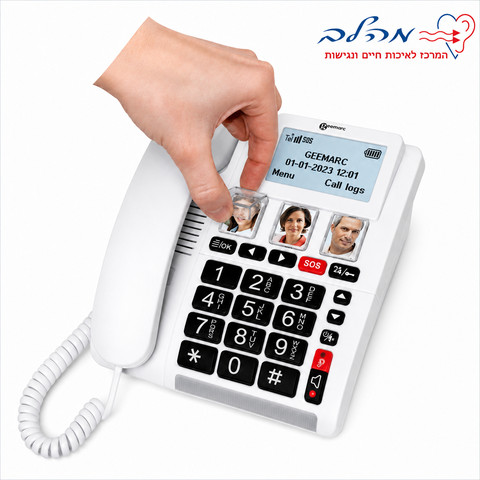טלפון שולחני מוגבר משולב SIM טלפון אלחוטי מוגבר דגם CL9000 משולב מסך גדול וצמיד SOS לשעת חירום