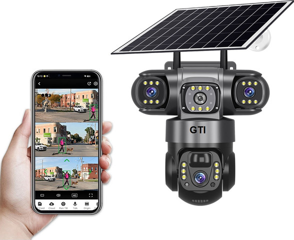 מצלמת אבטחה סולארית  אלחוטית ממונעת 360 G4  מעלות עם 3 עדשות לתנאי חוץ קשים ללא חשמל