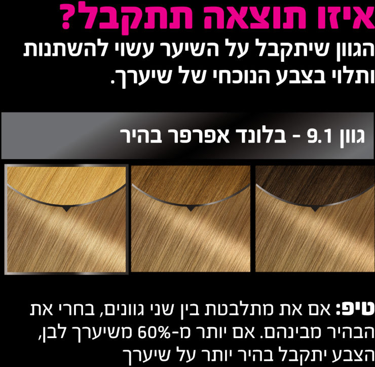 צבע שיער בלונד אפרפר 9.1