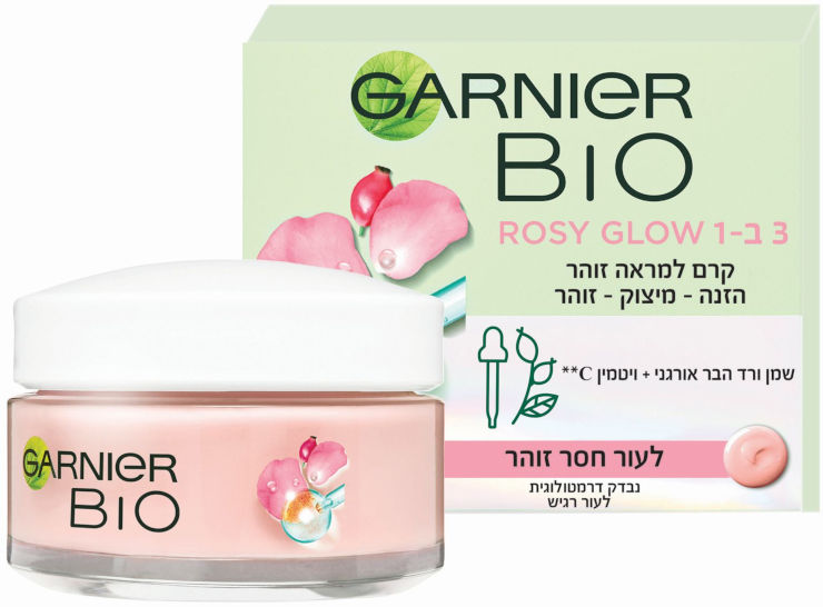 GARNIER BIO BIO ROSY GLOW קרם לחות 3 ב -1