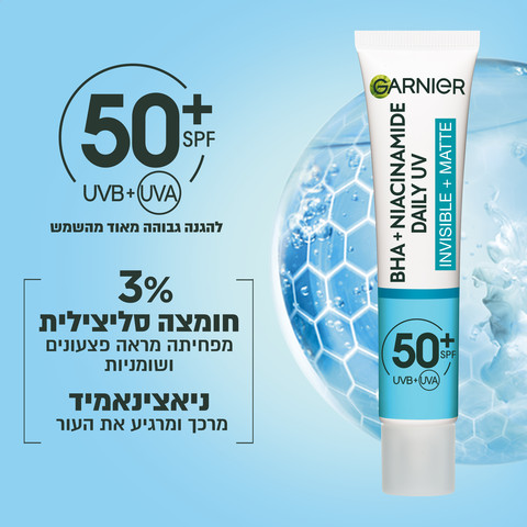 PURE ACTIVE תחליב לחות UV ניאצינאמיד SPF50