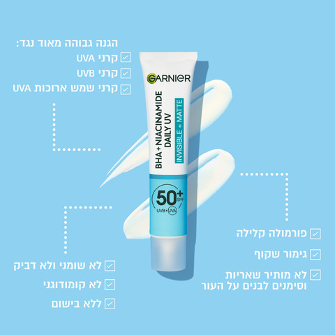 PURE ACTIVE תחליב לחות UV ניאצינאמיד SPF50