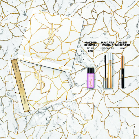 VOLUME EFFET FAUX CILS סט מסקרה + מיני עפרון עיניים + מיני מסיר איפור