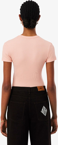 חולצת טישירט קצרה לקוסט Slim Fit Ribbed Cotton נשים - לקוסט - Pink