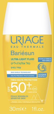 באריאסן נוזל אולטרה-לייט +SPF50 להגנה גבוהה מאד מהשמש UVA-UVB ואור כחול