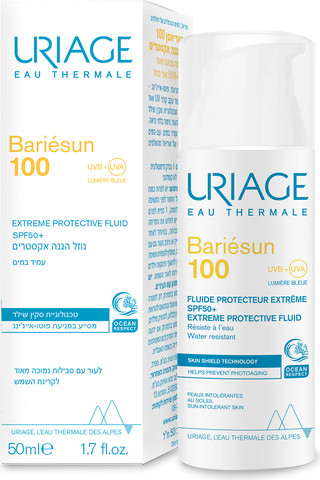 באריאסן 100 נוזל הגנה אקסטרים +SPF50 להגנה גבוהה מאוד UVA-UVB ואור כחול