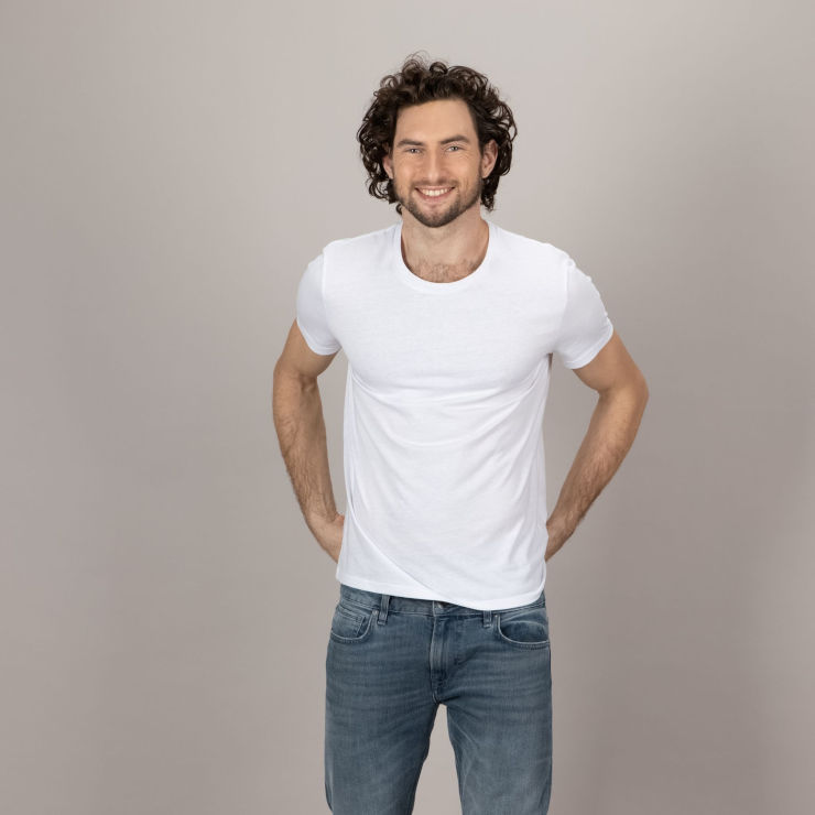 מארז 2 חולצות טי גברים מחשוף עגול, צבע לבן