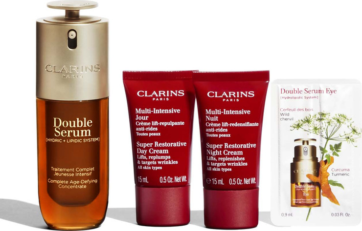 DOUBLE SERUM & SUPER RESTORATIVE מארז סרום + קרם יום + קרם לילה + דוגמית סרום עיניים