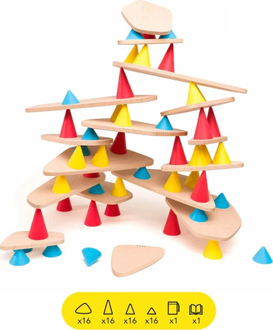 פיקס משחק איזון מונטיסורי מעץ וסיליקון 44 חלקים - Oppi