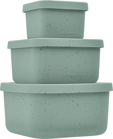 סט 3 קופסאות אוכל מסיליקון פלטינום – צבע Sage (ירוק מרווה)