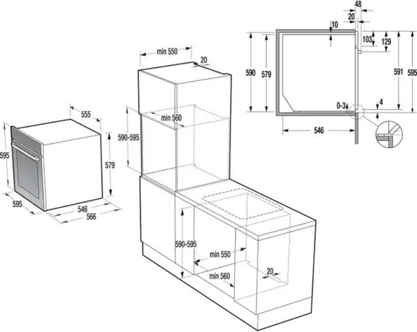 תנור בנוי 73 ליטר Gorenje BO798S38BG Superior זכוכית שחורה