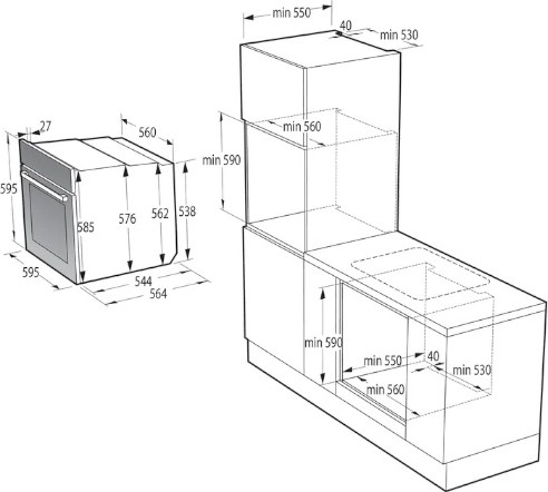 תנור בנוי פירוליטי 60 ס"מ GORENJE גורניה דגם BPSA6138B