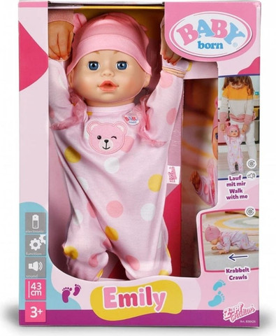 בובה אינטראקטיבית הולכת וזוחלת בייבי אנאבל אמילי 43 ס"מ – כולל קולות
