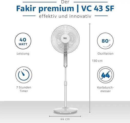 מאוורר עמוד 18" כולל שלט - שקט במיוחד Fakir פאקיר VC43SF