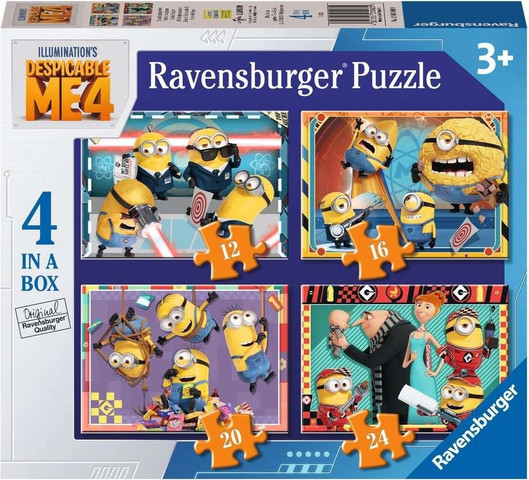 מארז 4 פאזלים 12-16-20-24 חלקים בעיצוב Despicable Me מיניונים 4