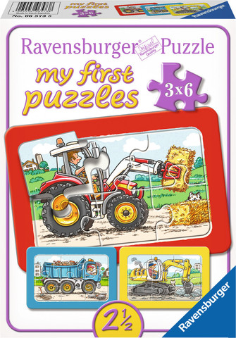 הפאזל הראשון שלי - 3 פאזלים רכבי עבודה לפעוטות