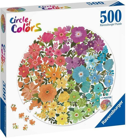 פאזל 500 חלקים - עגול - פרחים - Ravensburger