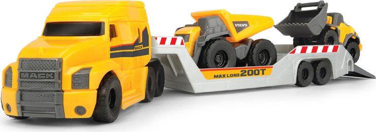 משאית הובלה MACK ושני רכבי עבודה VOLVO
