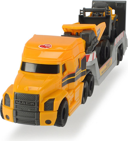 משאית הובלה MACK ושני רכבי עבודה VOLVO