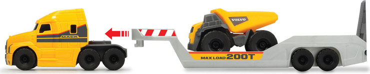 משאית הובלה MACK ושני רכבי עבודה VOLVO