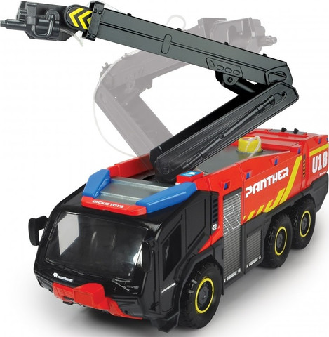 כבאית נמל תעופה RC 6X6 אורות וצלילים עם שלט רחוק, בעלת זרנוק מים על מנוף מתקפל היורה מים אמיתיים