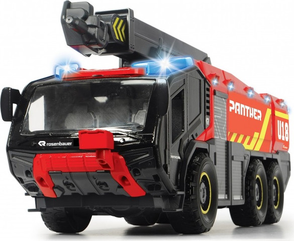 כבאית נמל תעופה RC 6X6 אורות וצלילים עם שלט רחוק, בעלת זרנוק מים על מנוף מתקפל היורה מים אמיתיים