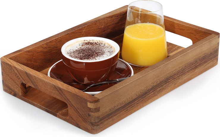 מגש ידיות S עץ שיטה  serving tray acacia