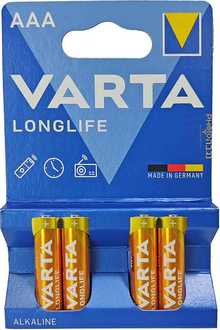 4 סוללות Varta AAA Longlife