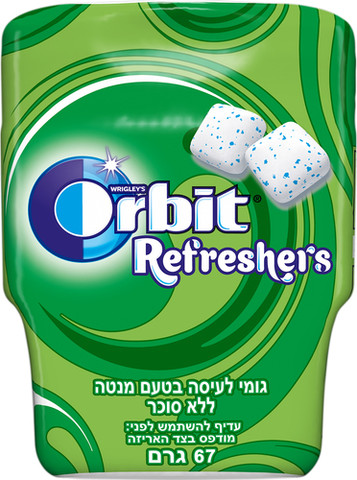 רפרשרס גומי לעיסה ללא סוכר בטעם מנטה בקבוקון